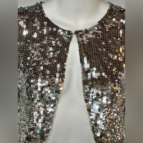252 America Size Large Silver Sequin Shrug - Picture 3 of 6